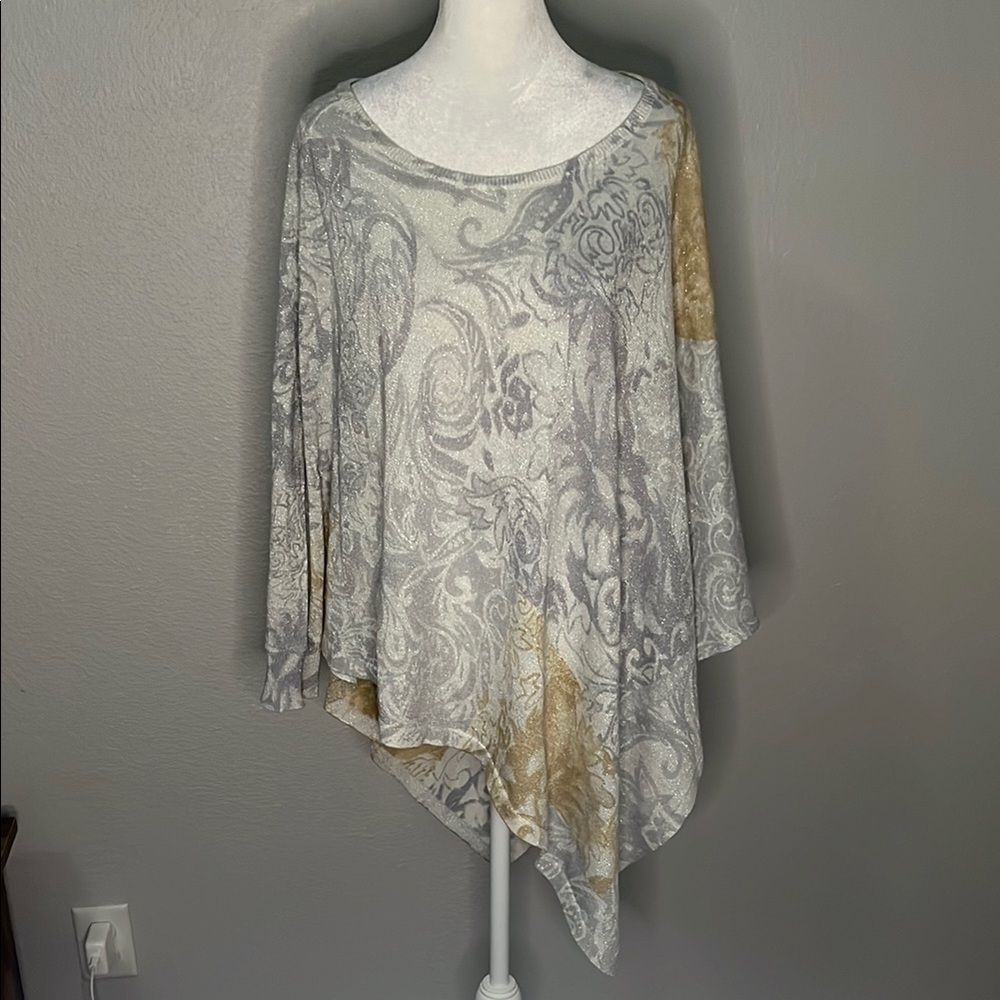 Catherine’s Metallic Poncho Sweater Size 0X/1X NWT